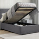 Elegant ottoman storage bed with hidden compartment and modern upholstered design.