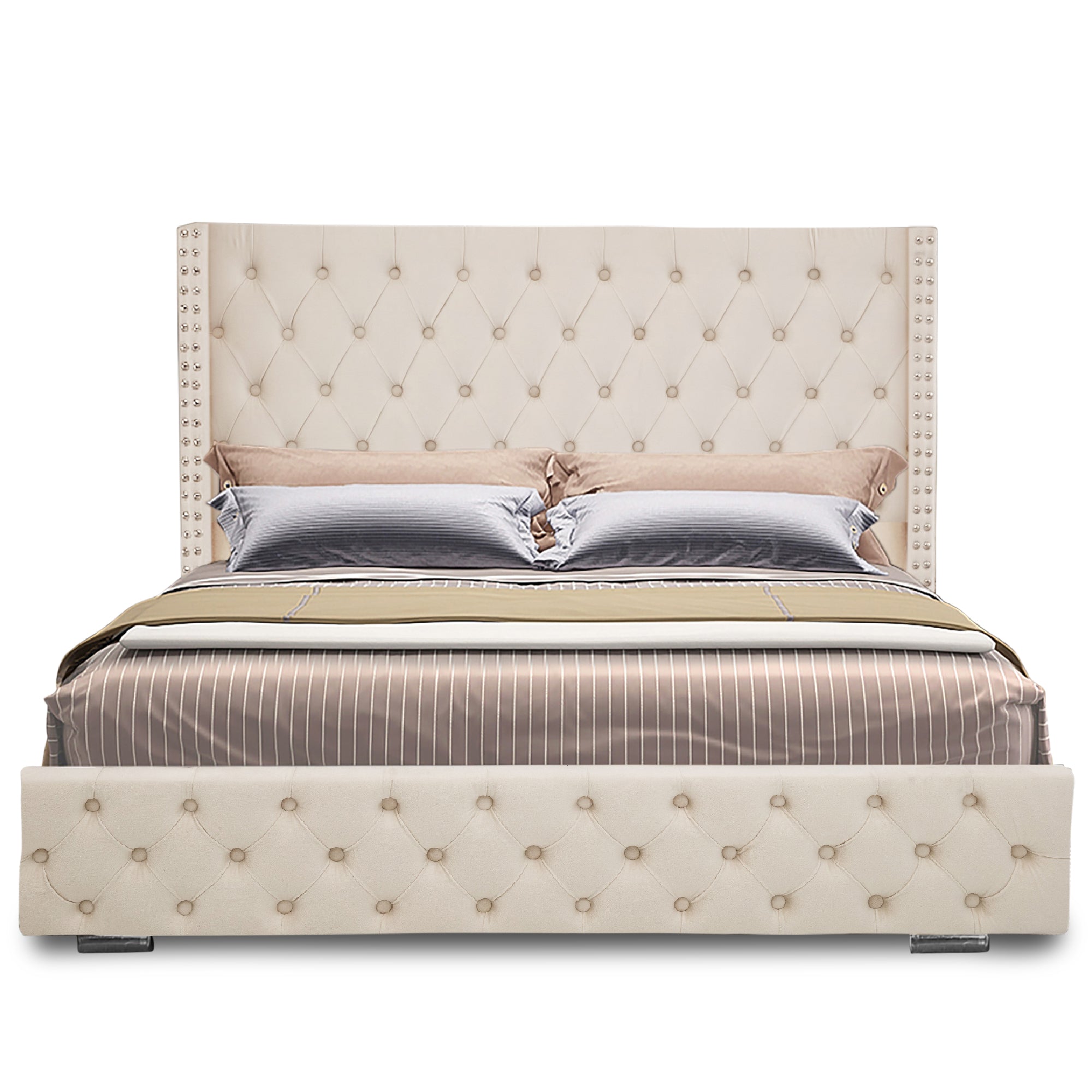 Blisswood Ottoman Bed with Storage & Headboard - Velvet Cross Design