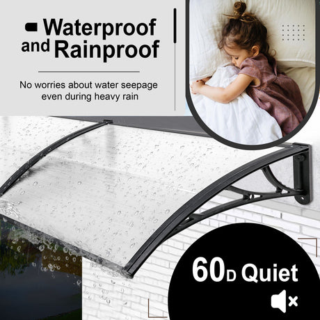 Waterproof and rainproof outside front door canopy with noise reduction for quiet, dry entry.