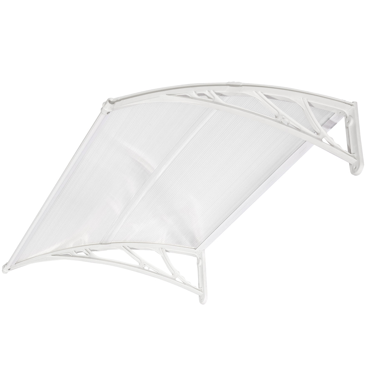 White over door canopy uk with a transparent polycarbonate sunshade sheet and durable ABS brackets,