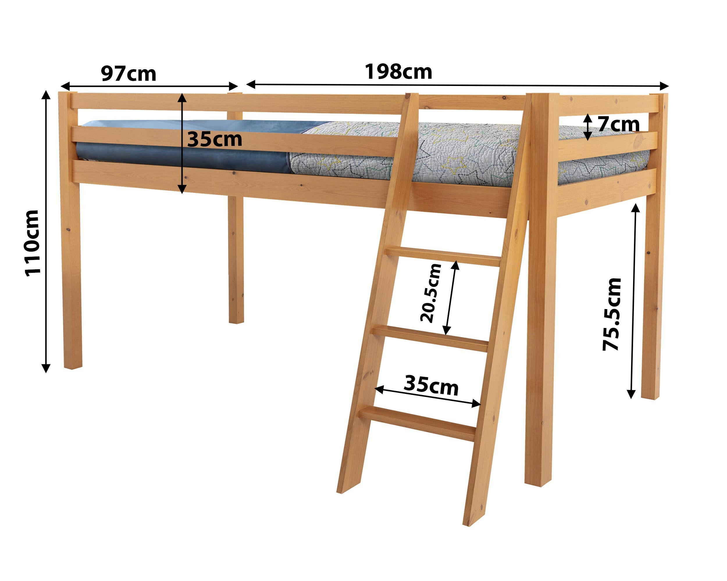 pine bunk bed