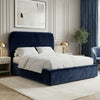 [Small Double | Blue] Pluva velvet ottoman bed with curved headboard bedroom with nightstands and decorative accents