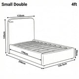 [Small Double | Grey] Dimension diagram for small double 4ft Pluva bed showing 133cm width 206cm length and 105cm headboard