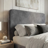 [Small Double | Grey] Pluva ottoman bed lifted on gas pistons revealing folded linen inside storage base