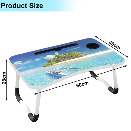 Portable table for laptop with compact product dimensions, easy to carry and store.