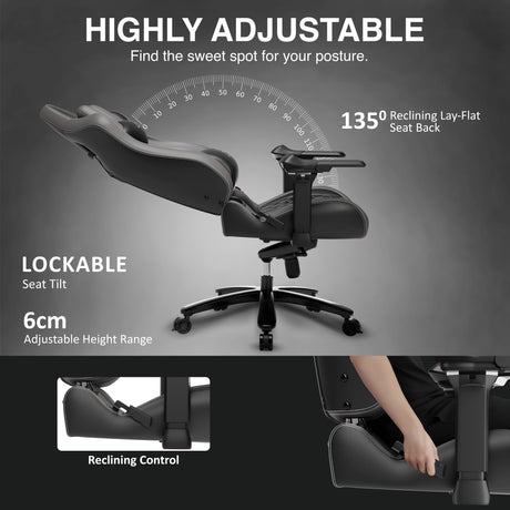 Ergonomic chair with adjustable features on a dark background