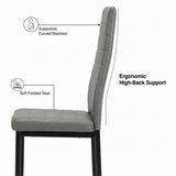 [Grey | Set of 4] Side graphic showing supportive curved backrest, soft padded seat and ergonomic high-back support