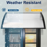 Pvc canopy for front door with weather-resistant coating for sun and snow protection.