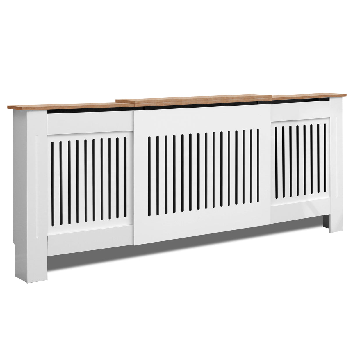 Radiator cover luxury top and slatted design for modern interiors.