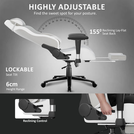 Ergonomic office chair with adjustable features on a gray background
