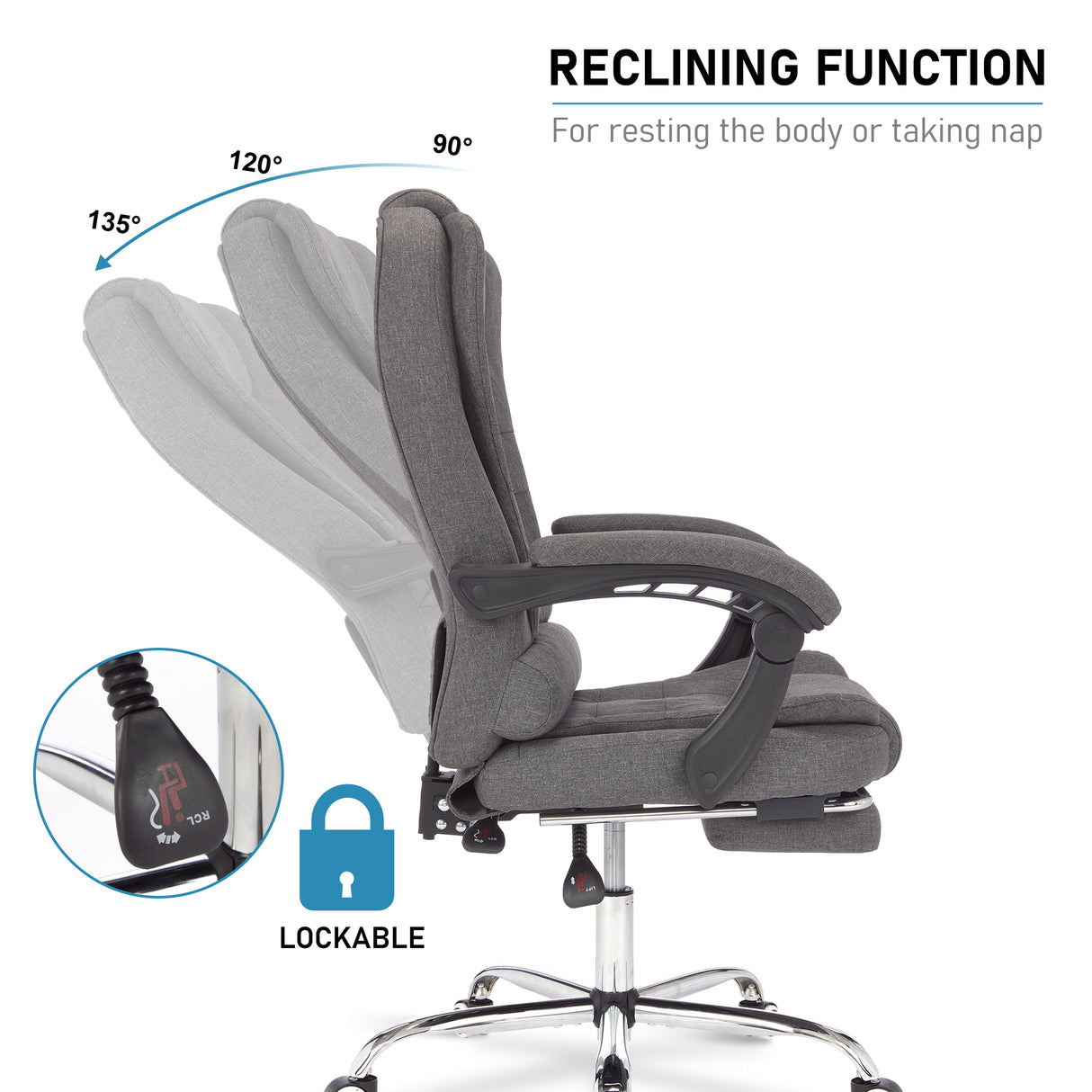 Reclining office chairs with massage for ultimate relaxation, resting, and napping.