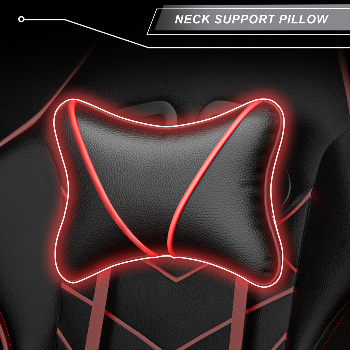 Red gaming chair pillow designed for enhanced comfort and support during extended gaming sessions.