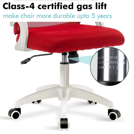 [Red] Comfortable chair with SGS-4 certified gas piston for smooth and secure height adjustments.