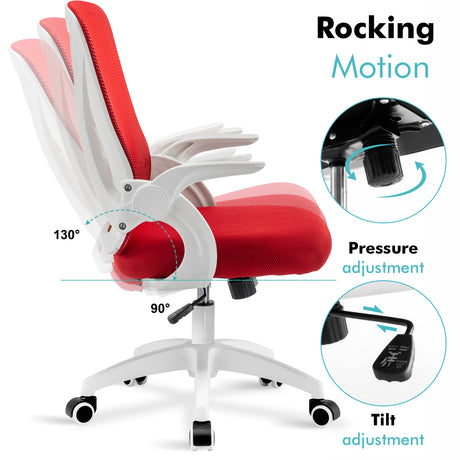 Comfortable desk chair with adjustable height, tilt lock, and recline features for optimal comfort.