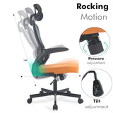 Rocking Motion Orange Black Office Chair – Ergonomic Design, Adjustable Comfort, Stylish