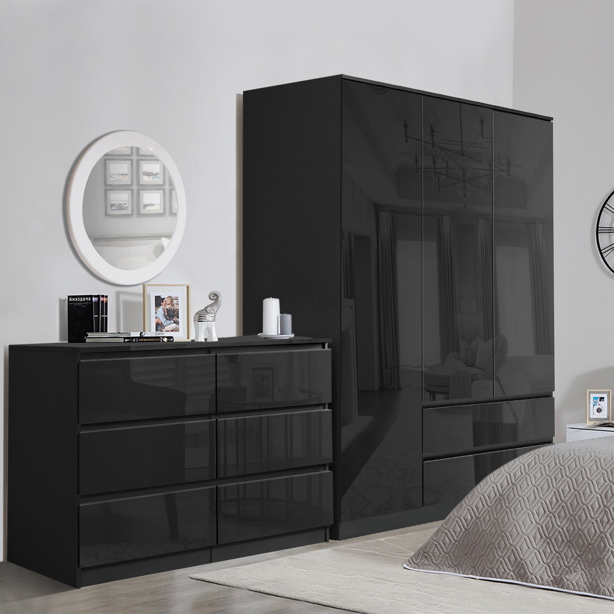 Black room furniture set stylish and modern design for a complete bedroom makeover