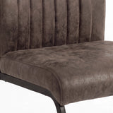 [Rust Brown] Close-up of suede-effect padded seat, piped edge, channelled lower back and black support rail.
