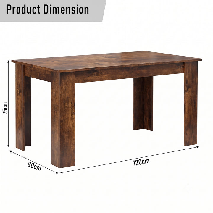 [4 Seater | Black] 4 seater dining table sized 120 x 80 x 75 cm shown on dimension card