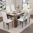 [6 Seater | White] Rustic finish 6 seater set with white ribbed chairs and place settings