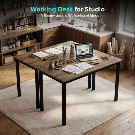 [100 X 50 cm] 100cm rustic home office desk top-down gaming view with curved ultrawide and