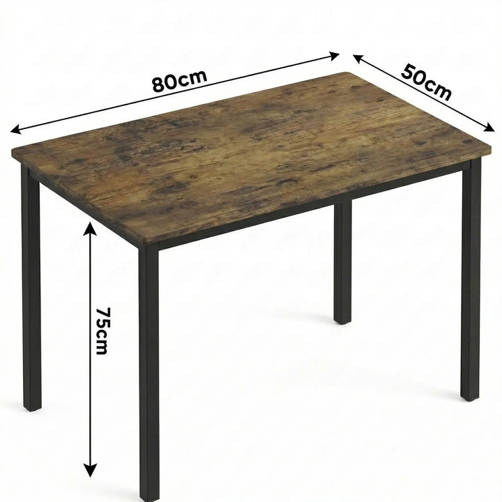 [80 X 50 cm] rustic home office desk, angled cutout view with laptop, mouse and notebook on top