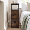[Rustic] Narrow side table with storage, two drawers, open shelf, metal frame and wood-effect top