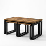 [Rustic] Nestline nesting table three-piece nested coffee table set shown on a clean white background from a front angle
