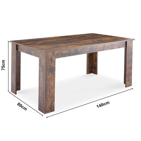 Rustic rectangle dining table stylish & durable design 140cm x 80cm x 75cm perfect for dining space.