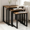 [Rustic] Stackora nest of tables set of 3 displayed in a bright living room corner with books, candle, and phone on each surface