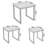 [Rustic] Stackora set of 3 nest of tables dimension diagram showing large 50x40x50cm, medium 40x36x45cm, and small 30x32x40cm measurements