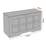 Rustic cabinet with dimensions labeled on a white background