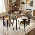Torvi Industrial Dining Table and 4 Chairs Set, Rustic Metal Frame