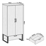 [Wooden Grey] Rustvale 2 door wardrobe dimensions: 90W x54D x185H cm; drawer 74.5W x43.5D x16H cm