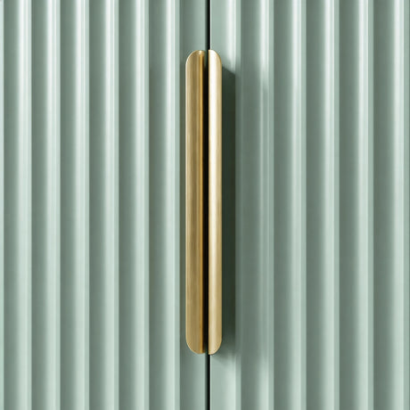 [Sage Green] flutrina wardrobe with vertical golden metal handle close up on painted door surface