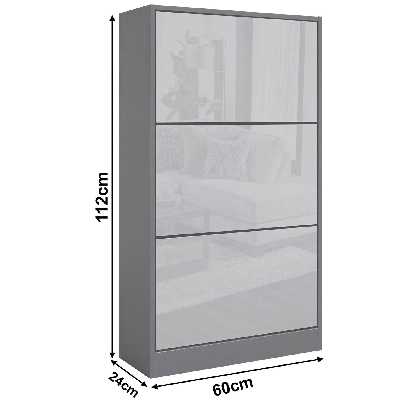 Blisswood High Gloss Tall Shoe Cabinet