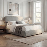 [Double | Grey] Full room view showing capsule headboard bed with white bedding and neutral styling