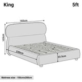 [King | Grey] Dimensions diagram showing 183cm width and 230cm length with 103cm headboard height