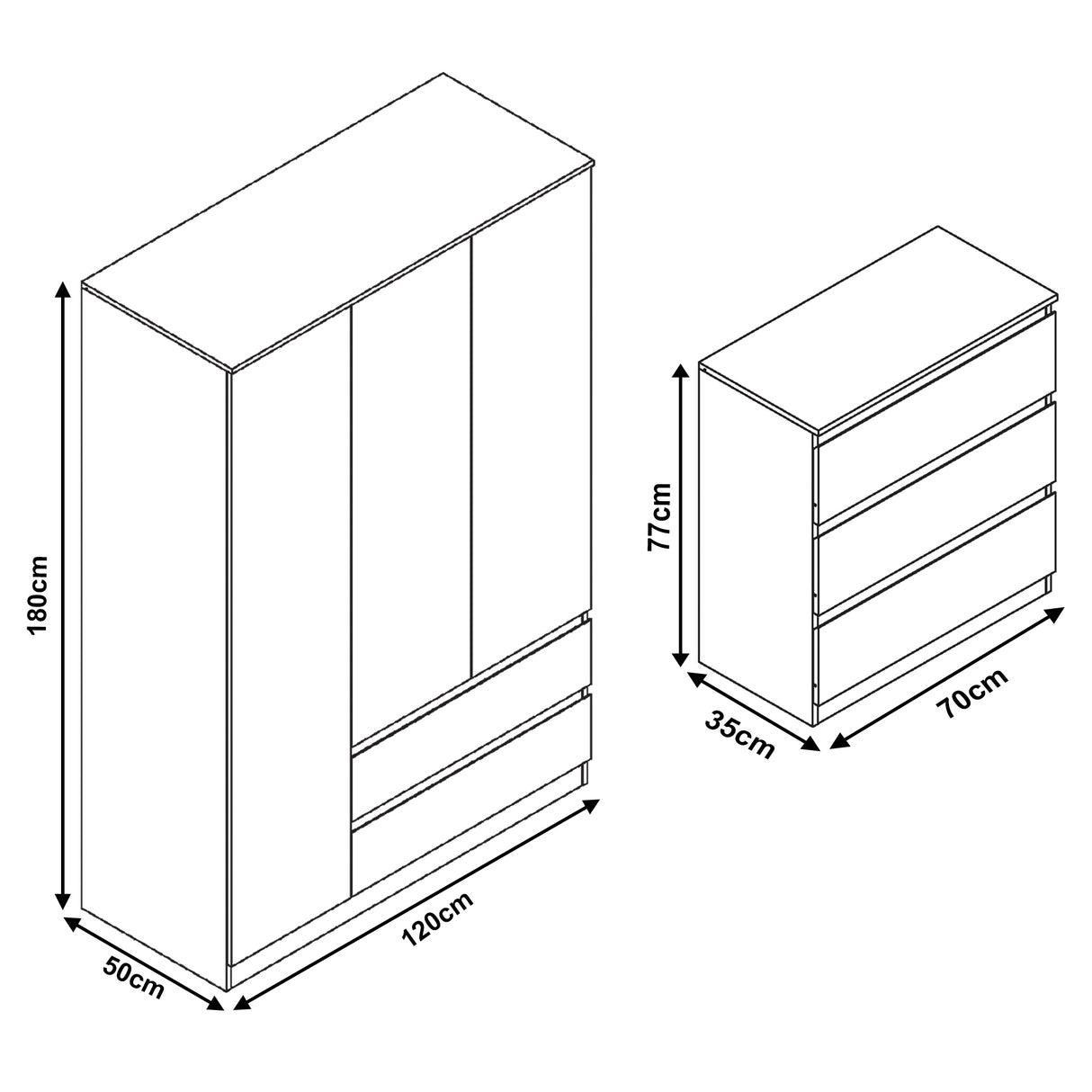 Blisswood High Gloss Grey, Black & White Bedroom Furniture Sets