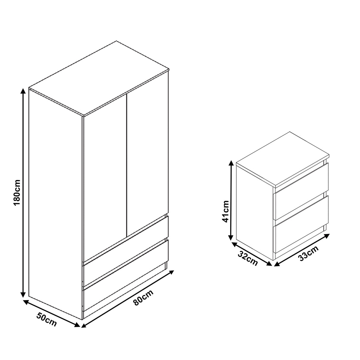 Blisswood High Gloss White, Black, Grey Bedroom Furniture Sets