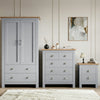 [Grey] Shaker bedroom furniture set in grey grouping wardrobe chest and bedside on white