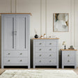 [Grey] Shaker bedroom furniture set in grey grouping wardrobe chest and bedside on white