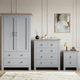 [Grey] Shaker bedroom furniture set in grey grouping wardrobe chest and bedside on white