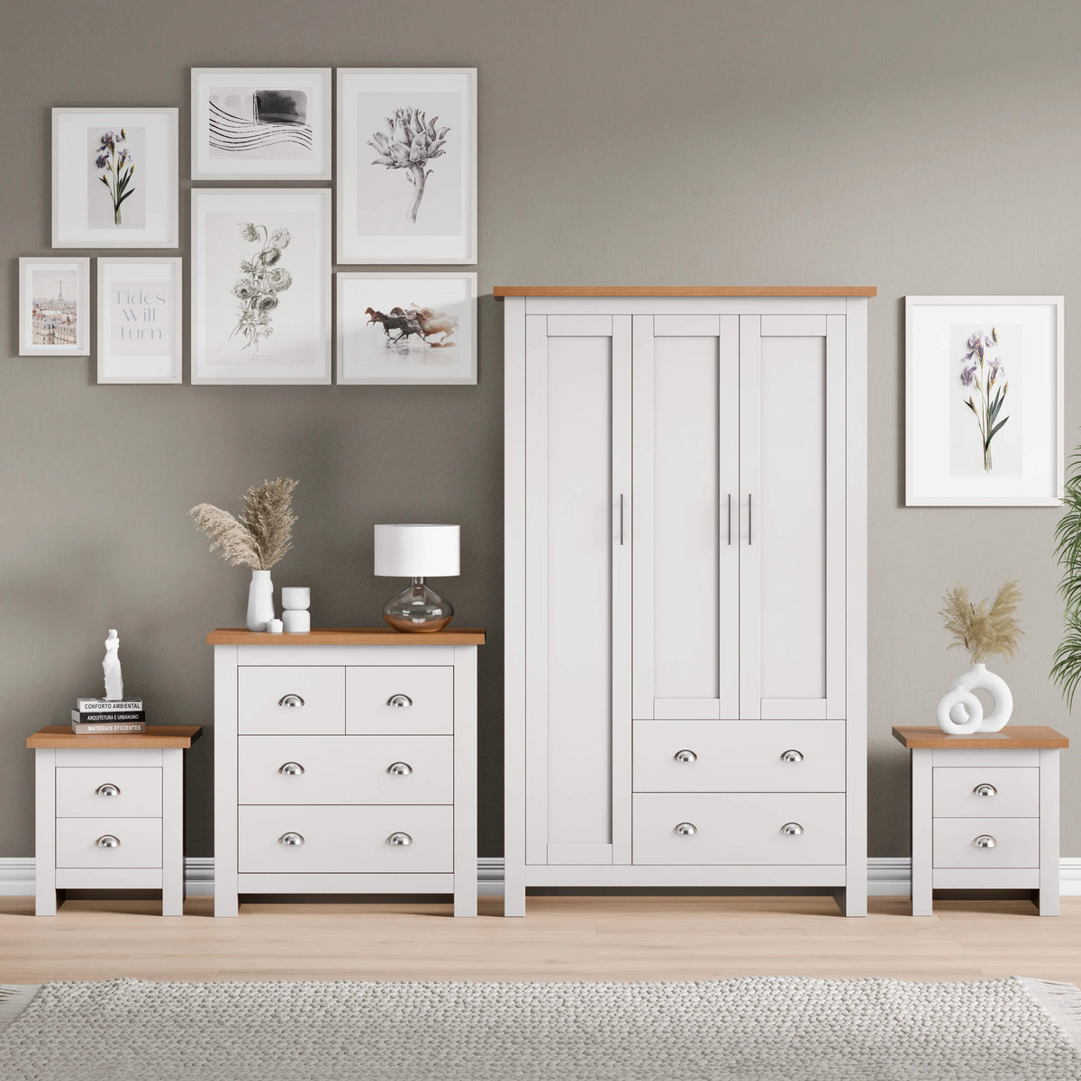 Shaker 4 Piece Bedroom Set Wardrobe Chest Drawers