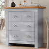 [Grey] 2 over 2 chest of drawers with four drawers and wooden top. Stylish and functional for compact bedroom storage.