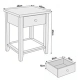 [Grey] Dimensions guide showing 45 cm width, 40 cm depth, 60 cm height and 31 x 31 x 12 cm drawer