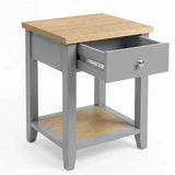 [Grey] Angled view with the pull-out drawer open and metal runners visible