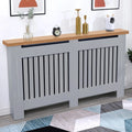 Radiator Cover With Oak Top - Vertical Slatted Design