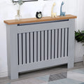 Radiator Cover With Oak Top - Vertical Slatted Design