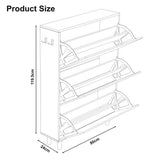 Dimension diagram of tall shoe cabinet in white oak top: width 80 cm, depth 24 cm, and height 119.5 cm.