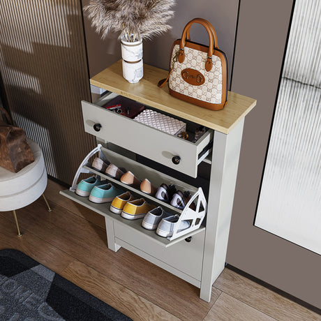 Shoe cabinet with drawer on top – sleek storage unit for organized entryways, UK.